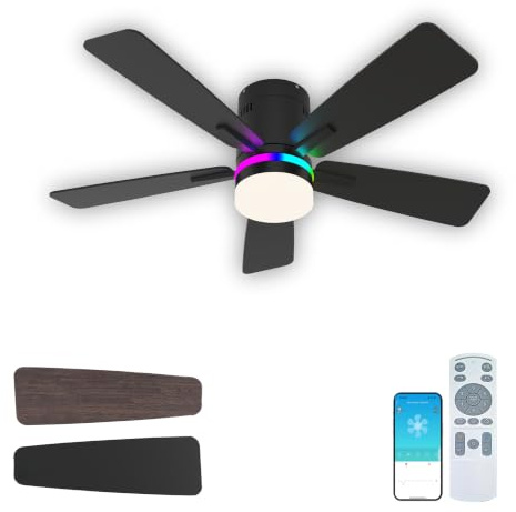 106cm RGB Deckenventilator mit Beleuchtung Leiser DC-Motor für Schlafzimmer