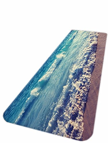 A.Monamour Badematten Badteppiche Badvorleger Blaue Ozean Meer Große Wellen Strand Meer Natur Tropische Landschaft Flanell Gewebe Bad Teppiche Matten Für Bad Badewanne Matten 40x120cm