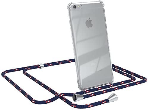 EAZY CASE Handykette kompatibel mit iPhone 6 / 6S Handyhülle mit Umhängeband, Handykordel mit Schutzhülle, Silikonhülle, Hülle mit Band, Stylische Kette für Smartphone, Navy Camouflage
