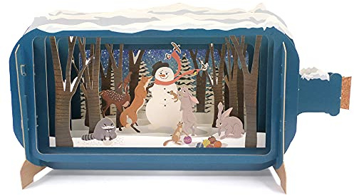 Message In A Bottle Woodland Fun Pop Up Christmas Greeting Card By Alljoy Cards XMIB047