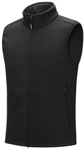 Outdoor Ventures Gilet in pile da uomo, leggero, senza maniche, antivento, con calda imbottitura, per uomo, con tasche con cerniera