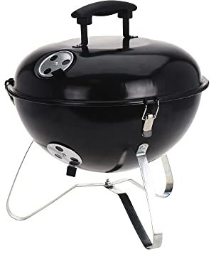 GABZ Portable BBQ Kettle | Outdoor Barbeque Grill For Picnics, Backyard Parties Patio & Porch | Round 31cm Grill For Camping (Black 37cm)