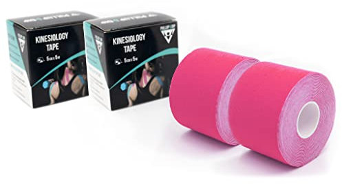 Kinesio Tapes - hautfreundliches & latexfreies Sport Tape in versch. Farben, Kinesiologie Tape 5cm x 5m, elastisches & wasserfestes Therapie-Tape, Physio Tape (2er-Set (pink))
