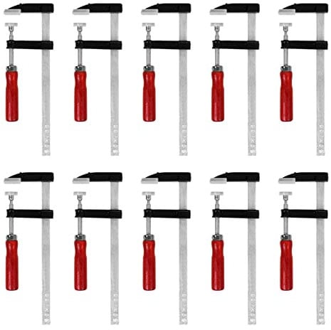 Acelectronic Schraubzwinge Set mit 10-Komponentengriff 50x150 / 50x200, Spannweite 200 mm, Spanntiefe 50 mm, Temperguss-Stahl Spannbacken, Hohlprofilschiene (50x200)