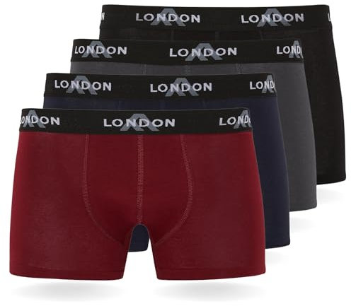 FM London Pacchetto da 4/8 Mutande Uomo, Boxer Uomo Cotone, Aderenti e Confortevoli per l'Uso Quotidiano, Colori classici scuri (4 pezzi), L