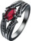 Homxi Ringe für Damen Schwarz,4 Zinken mit Oval Zirkonia Schwarz Rot Ring Frauen Kupfer Eheringe Damen Gr.62 (19.7)