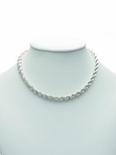 Damen Silber Schmuck 925 Silber Kordel Halskette 45 cm Ø 5,5 mm