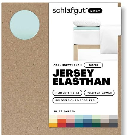 Schlafgut Easy Jersey Elasthan Topper Spannbettlaken 180x200 bis 200x220 Petrol Light, Spannbetttuch aus superweicher Baumwolle mit Elasthan