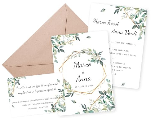 Tecnografica 001 - Partecipazioni di Matrimonio Personalizzate - Inviti di Nozze (S - 30 Pezzi)
