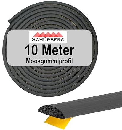 10 Meter Moosgummi Dichtung Oval - 16x3mm Gummidichtung Dichtband selbstklebend - Universell verwendbar. Zur Schall- und Temperaturdämmung für Türen, Tore