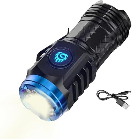 Xialuwy Flashlight - High Lumens Flashlight | Ultra Bright LED Flashlight with Frog Eye Lens | 5 Modes LED Torch Rechargeable USB | Waterproof Pocket Torch for Outdoor Activities/Camping/Emergen-cy