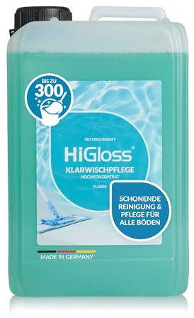 HiGloss Bodenreiniger Klarwischpflege hochkonzentriert, pflegend & universell für alle Fußböden einsetzbar, rutschhemmend & schaumarm, ideal für Wischroboter, angenehmer Duft: Classic