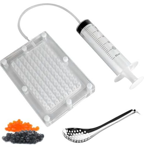Chewtoyo Juego de fabricación molecular: esférica, jeringa, completo, caja de 96 caviar, kit de caja molecular de caviar, kit de fabricación de caviar, incluye kit de caviar y cuchara de caviar