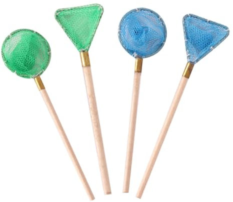 KICHOUSE 4pcs Miniature Fishing Net Fishnets Summer Toys Fishing Nets Toy Miniature Scene Props Miniature House Fishing Nets Decors Toy House Adornment Miniature Props Mini House Decor Pine