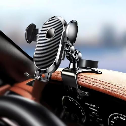 YGLAICAI Support Telephone Voiture, Porte Telephone pour Tableau De Bord Porte Téléphone Voiture avec Pince à Ressort Réglable à 360 ° Accessoire de Voiture pour Tous Les Smartphones (Noir)
