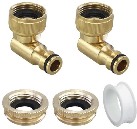 1 Pièce Connecteur de Robinet en Laiton 1/2 et 3/4,Filetage Femelle Angle 90°,Connecteur de Tuyau Rotatif à 360°,Laiton Adaptateur Tuyau Faucet,Raccord de tuyau extérieur