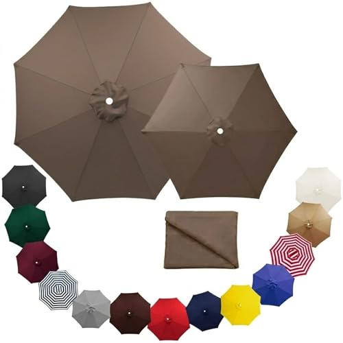 VOIRDA Toldo Recambio Sombrilla Jardín y Terraza, Tela de Repuesto para 6/8 Varillas, Lona Impermeable Anti-UV, Cubierta para Parasol Exterior, Piscina y Playa, 2m 2.7m 3,0m 3.5m 4m