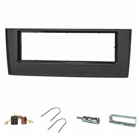 tomzz Audio 2414-071 Radioblende Set kompatibel mit FIAT Grande Punto Typ Bj.199 2005-2009 schwarz mit Metallschacht Radioadapter ISO Antennenadapter ISO DIN Entriegelungsbügel