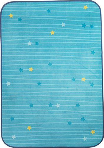 HABA 303861 - Teppich Sternenhimmel, himmelblauer Kinderteppich mit Sternen, kuschelweicher Spielteppich 90 x 130 cm, Filz-Rücken mit Antirutsch-Noppen, 30 °C schonend waschbar