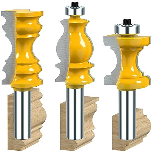 Helovmine 1/2 Inch Shank Architectural Molding Router Bits,Crown Molding Router Bit, Bullnose Bead Column Face Molding Router Bit for Woodworking Tools
