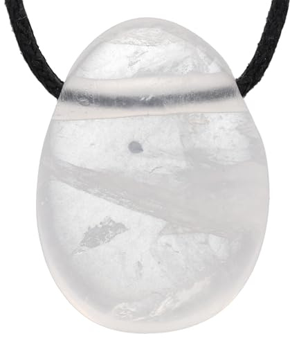 Lebensquelle Plus Seltene Tropfen Anhänger mit Baumwollband | Set-Angebot Naturstein Halskette | Echter Edelsteinanhänger | Gebohrter Trommelstein Tropfenanhänger