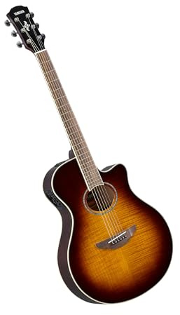 YAMAHA APX600FM Guitarra Electroacústica – Tapa de Arce Flameado, Cuerpo delgado Thinline, Escala 25”, Previo System 65, EQ, Afinador Integrado – Tobacco Brown Sunburst