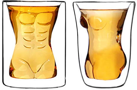 LKMY Lot de 2 tasses en verre à double paroi en cristal pour homme et femme, tasses à café, vin, lait, thé, boissons transparentes, cadeau de fête des pères, cadeau de Noël