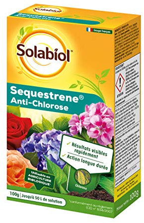 SOLABIOL Sequestrene Antichlorose - 100 G - Résultats Visibles Rapidement - Action Longue durée - Fabriqué en France - Utilisable en Agriculture Biologique SOSEQ01