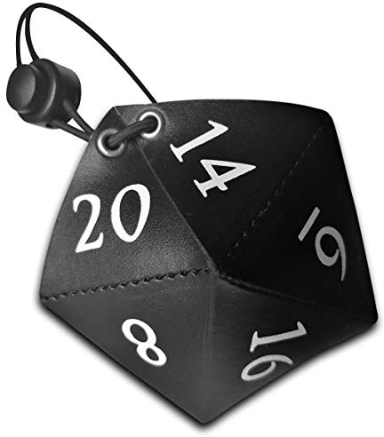 D20 Bag | Rollenspiel-Würfelförmige Tasche für RPG würfel | POLYSKIN Leder mit Schnur und Verschluss (Schwarz)