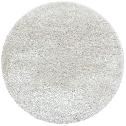 Carpetsale24 Teppich Wohnzimmer Shaggy Einfarbig Design 120 cm Rund Natur - Hochflor Teppich Schlafzimmer Luxuriöse Kuschelig und Super Weich Langflor 50 mm Florhöhe - Flauschiger Teppich Runder