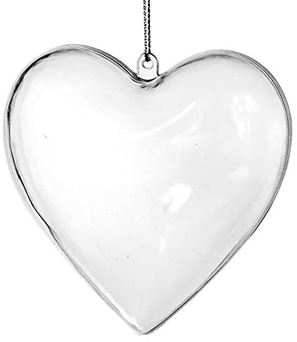 Netuno 5 x Acryl Herzen 10 cm Kunststoffherzen transparent teilbar DIY Dekoration Kinder Kunststoff Anhänger für Weihnachtsbaum Dekoration
