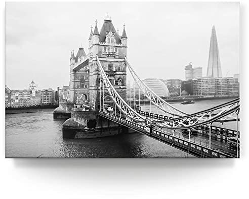 BilderKing Wandbild London Tower Bridge s/w - 120cm x 80cm Leinwand auf 4cm Keilrahmen