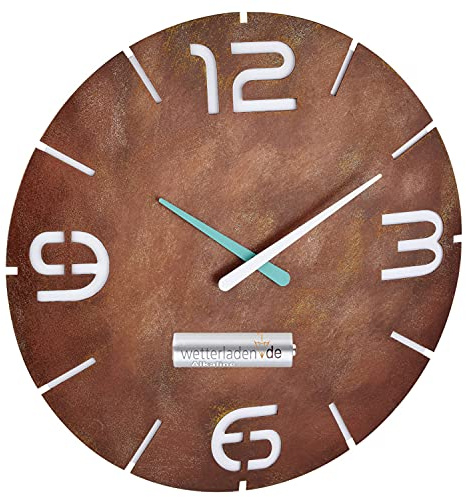 TFA Dostmann 60.3536 Contour Design Funk-Wanduhr (Rost-Optik mit Batterie)