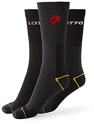 Lotto 12 Paia Calzini Uomo da Lavoro Professionali, in Cotone, Super Traspiranti e Resistenti, Punta e Tallone Rinforzati, Certificati OEKO-TEX, Nero, 39-42, Calze Uomo
