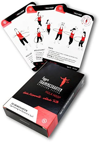 figgrs® Hula Hoop - 57 Trainingskarten mit 50 Fitness Übungen für effektives Figur Training, Bodyshaping, zum Abnehmen und für eine schlanke Taille I Sport mit Reifen zuhause & überall