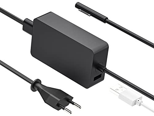 SUPERNIGHT 127W Ladegerät für Surface Book 1/2/3 & Surface Pro 7/8/X/Go 3 | 15V 8A Netzteil-Adapter mit USB-Ladeanschluss (5V 1.5A) für Smartphones