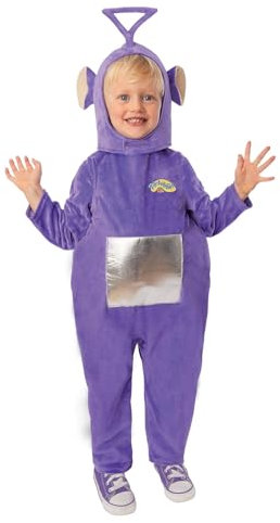 Smiffys Teletubbies Tinky Winky-Kostüm, Einteiler mit Charakterkapuze