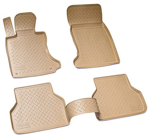 Recambo 3D Gummi Fußmatten kompatibel für BMW 5er E60 E61 Limo Touring | 2003-2010 | Auto Gummimatten | Passgenau | mit Rand | beige