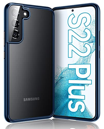 Meifigno Hülle kompatibel mit Samsung Galaxy S22 Plus [ Militärgeprüft & Zwei Ersatz-Knöpfe], Matter PC mit weichen Rahmen, stoßfeste Handyhülle kompatibel mit Samsung Galaxy S22 Plus 6.6, Blau