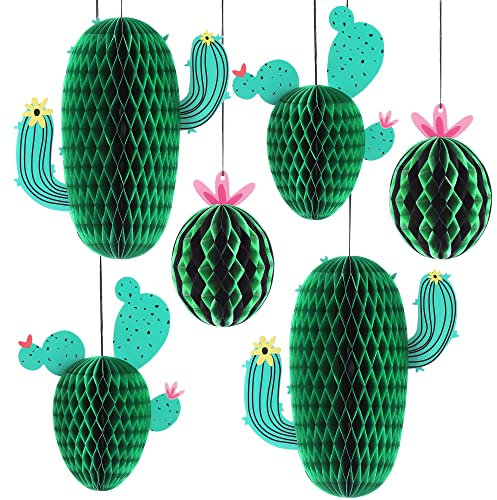 KatchOn, Hanging Cactus Centerpieces - Pack of 6, Cactus Party Decorations | Cactus Honeycomb, Fiesta Party Decorations | Cactus Classroom Decor, Desert Party Decorations | Mexican Party Decorations