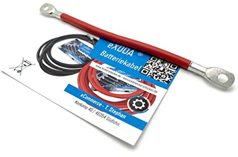 eXODA Batteriekabel 25 mm² 20cm mit Kabelschuhen M8 Rot