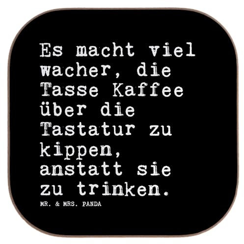 Mr. & Mrs. Panda gläseruntersetzer Es Macht viel wacher,... - Geschenk, Tastatur, Computer, Chef, Sprüche, Untersetzer Glas, für Gläser, Büro, Quadratisch, Kollegin, Kaffee, Tischschoner