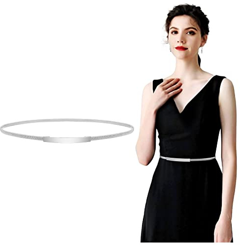 WERFORU Damen Dünner Metallgürtel Elastischer Metall kettengürtel für Kleid