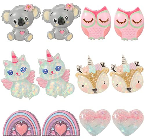 Pinkgarden Clip-On-Ohrringe für Mädchen, Mädchen, Schmuck, Ohrringe und Pretend Play Ohrring-Set für Kinder, Geschenk für Kinder, Kunststoff Metall