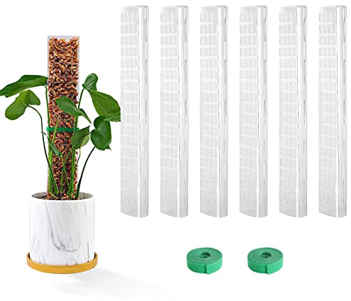 Bluepro 6 Pcs 15 Inch Plastic Moss Pole for Plants, Monstera, Plant Support, Indoor Plants, Work with Sphagnum Moss