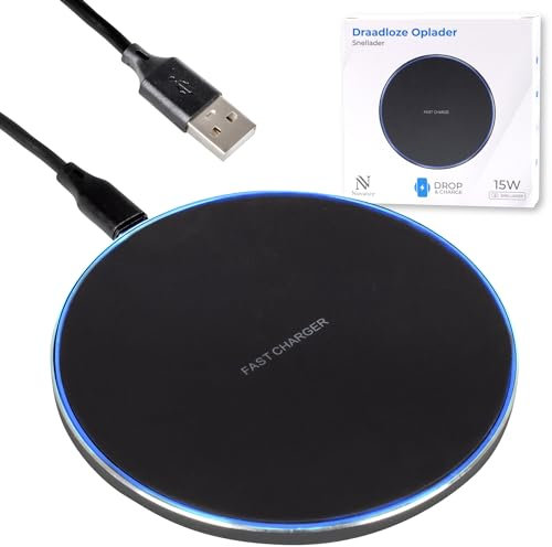 Nuvance Wireless Charger 15W, Kabelloses Ladegerät, Inklusive Kabel, Induktionsladegerät, qi Ladestation, für iPhone und Samsung