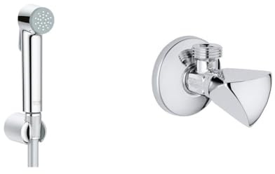 GROHE Tempesta-F Trigger Spray 30 27513001 1 Jet Shower Set with Wall Bracket & 22940000 | Mini TDL Angle Valve