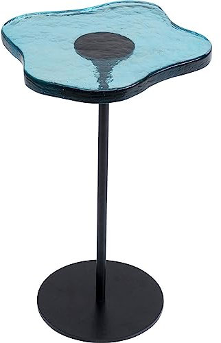Kare Design Beistelltisch Lava Blau, Schwarz/Blau, 30cm Durchmesser, Couchtisch, Wohnzimmertisch, Glas Tischplatte, Stahlfuß, 50x30x30 cm (H/B/T)