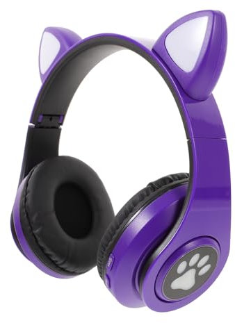 KONTONTY Cat Ear Headphones with Wireless Tooth Noise Reduction Led Breathing Light Comfortable for Boys and Girls 5h Usage Time