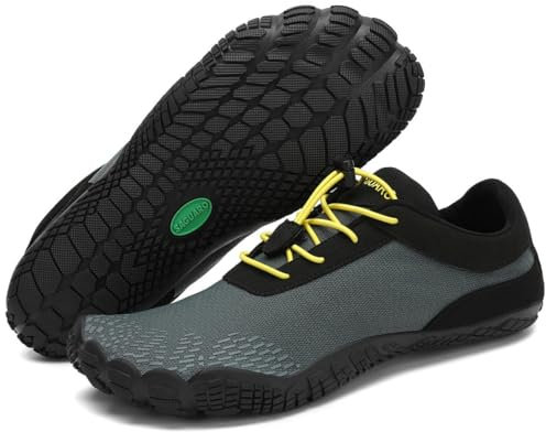 SAGUARO Chaussures Minimalistes Barefoot Homme Femme Chaussures Aquatique Respirant Antidérapant pour Trail Fitness Marche - Orteils Larges et Zéro Drop Semelles, Gris Foncé, 43 EU